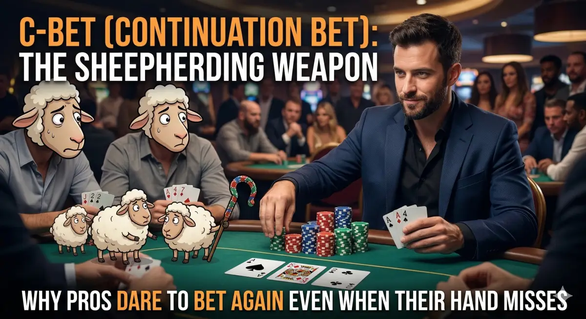 C-Bet (Continuation Bet): อาวุธต้อนแกะ ทำไมโปรถึงกล้า Bet ต่อแม้ไพ่ในแฮนด์จะไม่ติดเลย?
