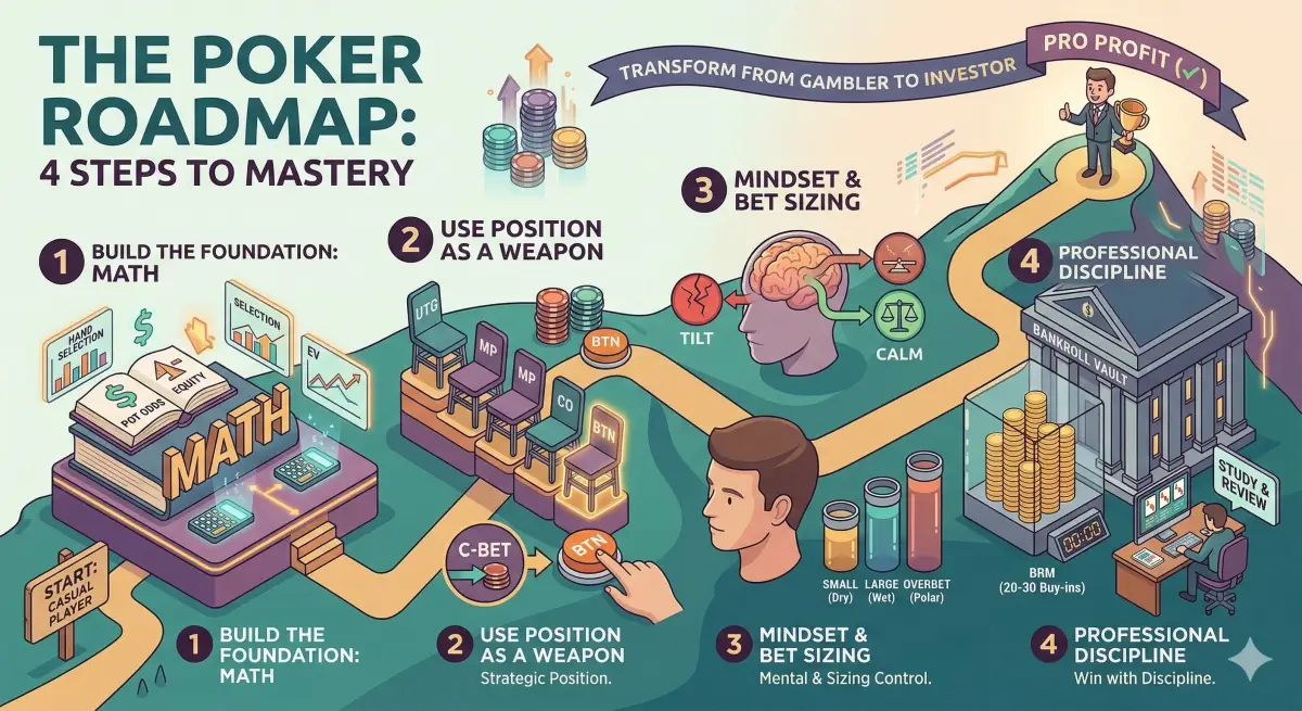 Poker Roadmap: 4 ก้าวสำคัญ จากนักเสี่ยงโชคสู่ "นักลงทุนบนโต๊ะไพ่"